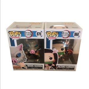 Funko Pop Demon Slayer Inosuke Hashibira and Nezuko